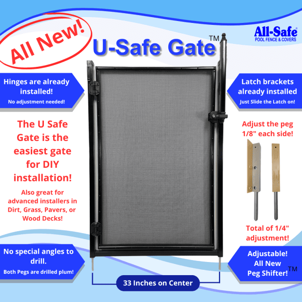 All New U-Safe Pool Fence for Pool Fence easy entry and easy installation