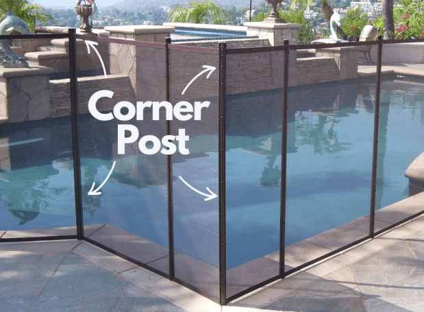 Pool Fence Corner Post providing clean turns